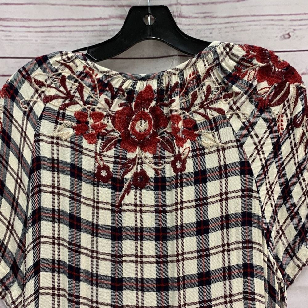 Johnny Was Workshop Women’s Medium Plaid Floral Midi Tunic Dress Boho Soho - Picture 3 of 8